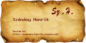 Szénásy Henrik névjegykártya